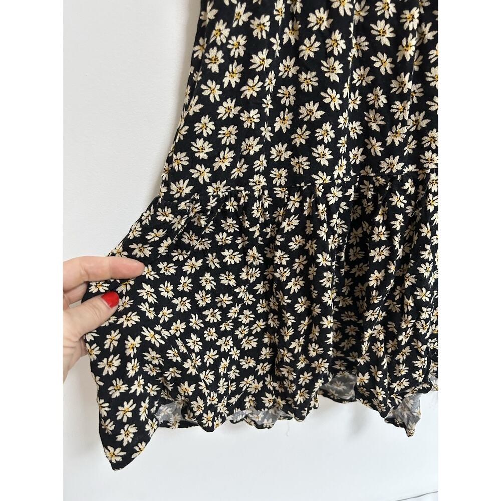 American Eagle Daisy Dress Small Ruffle Tiered Boho Cottage Black Short - Picture 3 of 8